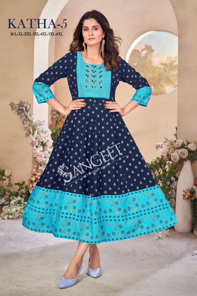 Katha 5 Rayon Embroidery Kurtis Wholesale Clothing Suppliers In India
